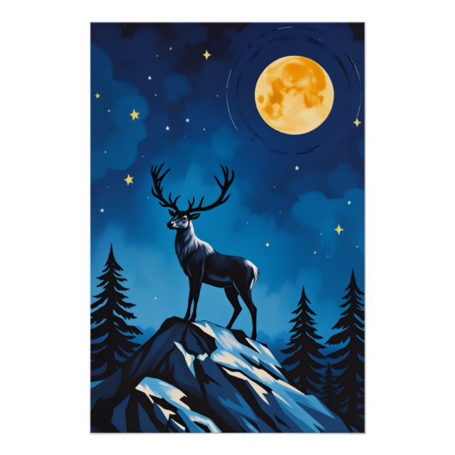 Majestic Reindeer by Moonlight Poster (Vorderseite)