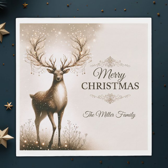 Majestic Reindeer, frohe Weihnachten Personalisier Serviette (Von Creator hochgeladen)