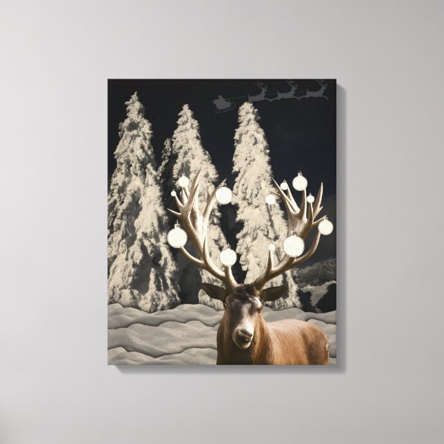 Majestic Reindeer Snow Leinwand Mauer (Vorderseite)