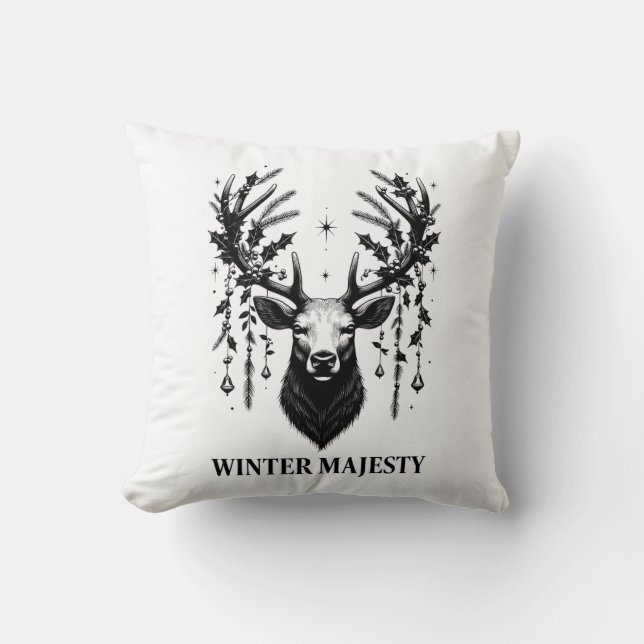 Majestic Reindeer T-Shirt Kissen (Vorderseite)