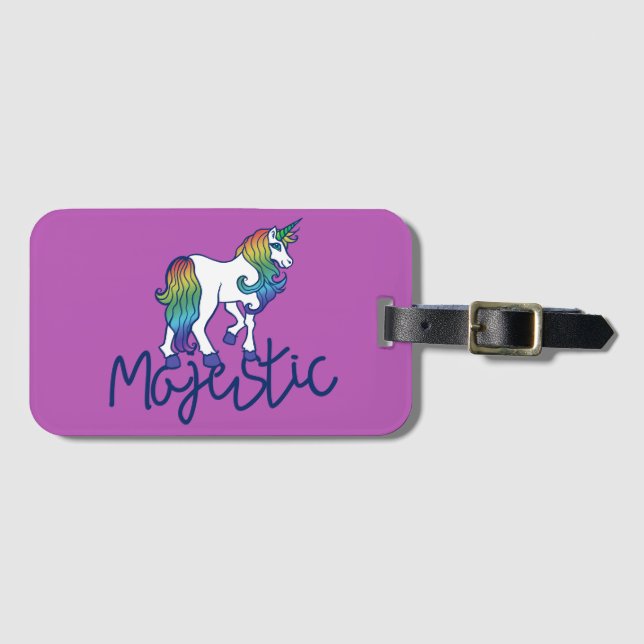 Majestic Retro Rainbow Unicorn Gepäckanhänger (Vorderseite (Horizontal))