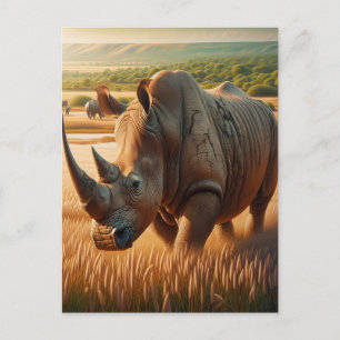 Majestic Rhino Roaming of the Meadows Postkarte