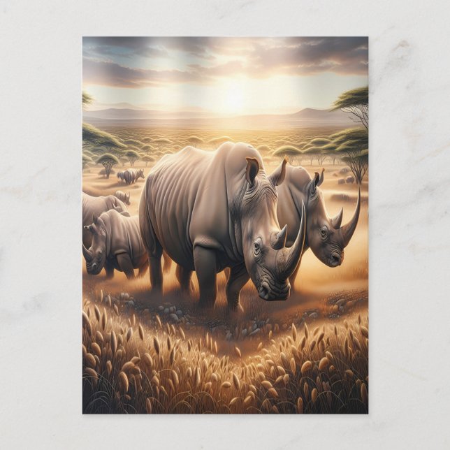 Majestic Rhinos Roaming Postkarte (Vorderseite)