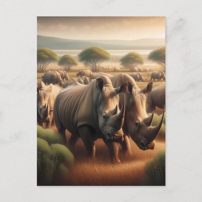 Majestic Rhinos Roaming Postkarte (Vorderseite)