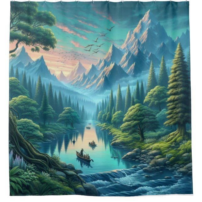 Majestic River in Nature Duschvorhang (Vorderseite)