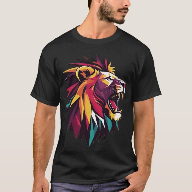 Majestic Roar: Artistic Lion T - Shirt" T-Shirt (Vorderseite)