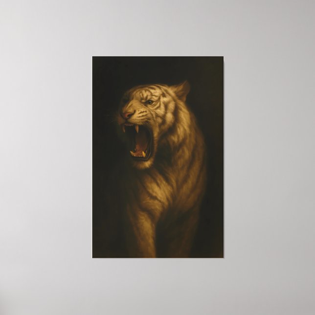 Majestic Roaring White Tiger – Fine Art Canvas Leinwanddruck (Vorderseite)