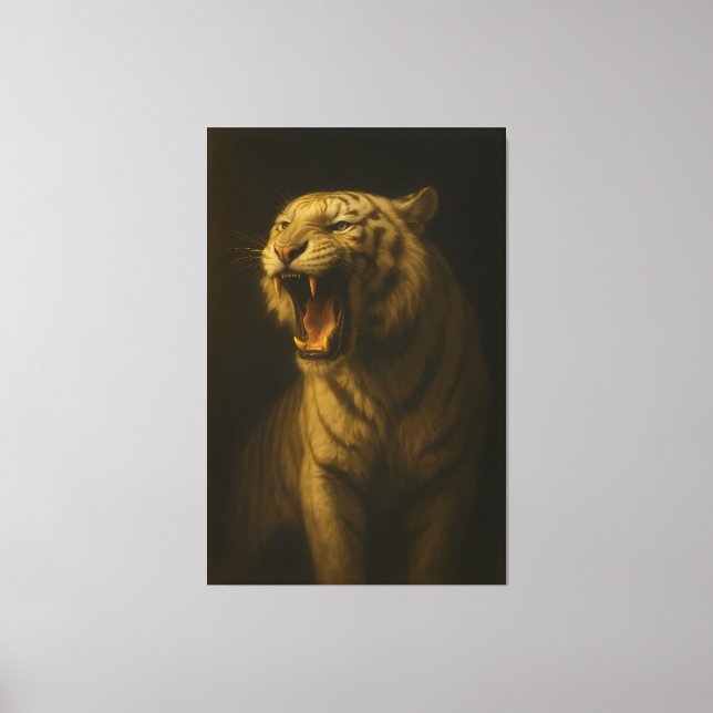 Majestic Roaring White Tiger – Fine Art Premium Ca Leinwanddruck (Vorderseite)