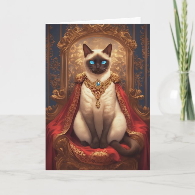 Majestic Royal Siamese Cat Portrait Karte (Vorderseite)