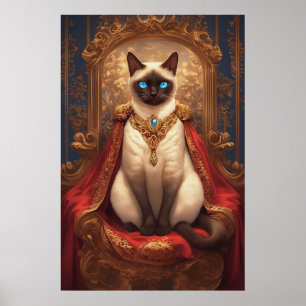 Majestic Royal Siamese Cat Portrait Poster