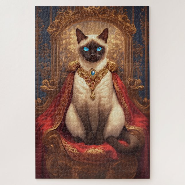 Majestic Royal Siamese Cat Portrait Puzzle (Vertikal)