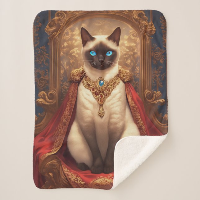 Majestic Royal Siamese Cat Portrait Sherpadecke (Vorderseite)
