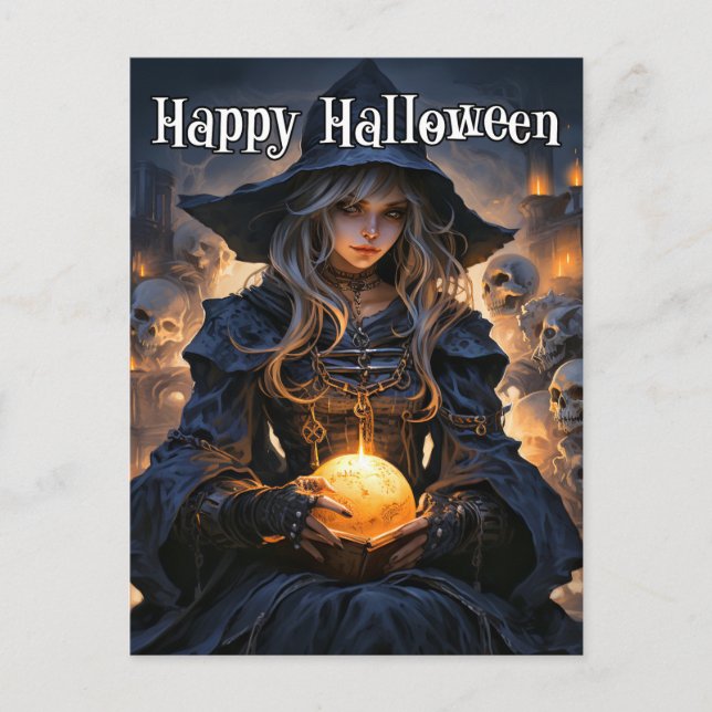 Majestic Salem Hexe | Frohe Halloween Postkarte (Vorderseite)