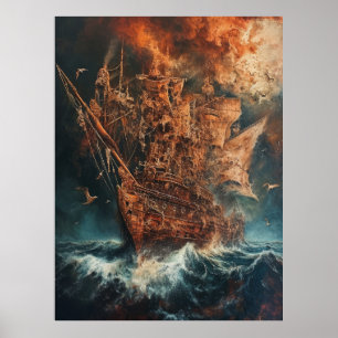 Majestic Schiff im Ozean Painting Poster