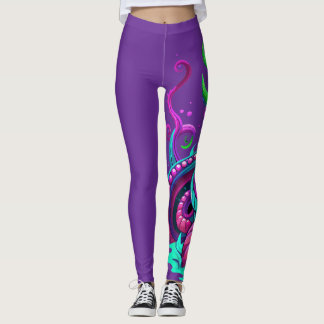 Majestic Sea Monster in türkisfarbenen Wellen Leggings