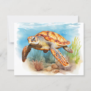 Majestic Sea Turtle in Motion Postkarte