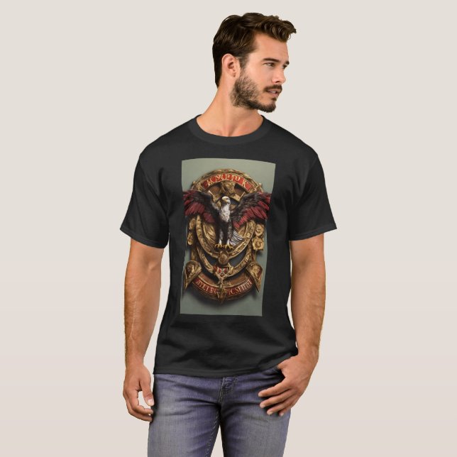 "Majestic Sentinel: The Hawk in Flight" T-Shirt (Vorne ganz)