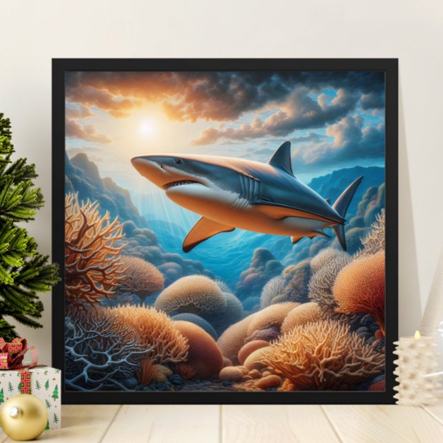Majestic Shark Glide Through Coral Wonderland Poster (Von Creator hochgeladen)