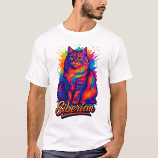 Majestic Siberian Cat Pop Kunst, Dichtung und Musi T-Shirt