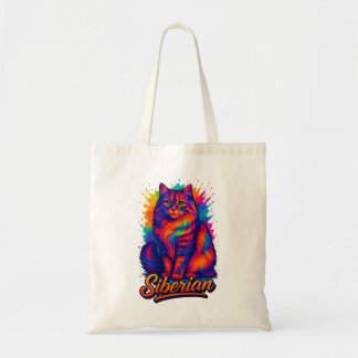 Majestic Siberian Cat Pop Kunst, Dichtung und Musi Tragetasche