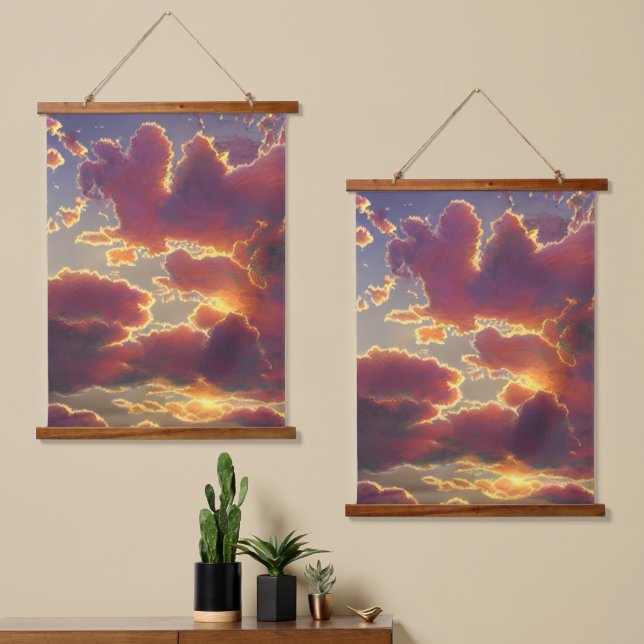 Majestic Sky View Wandteppich Mit Holzrahmen (Asymmetrisch)