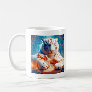 Majestic Slumber: Prinzessin und Weißer Tiger Kaffeetasse