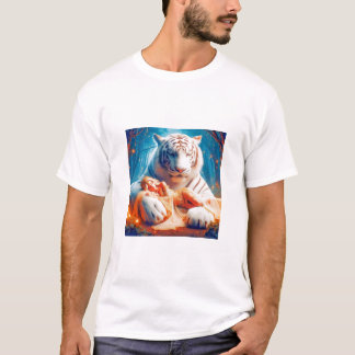 Majestic Slumber: Prinzessin und Weißer Tiger T-Shirt