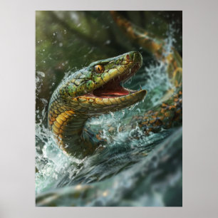 Majestic Snake Fish sprang aus dem Wasserplakat Poster