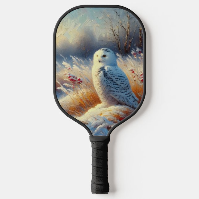 Majestic Snowy Owl in der Wildnis Pickleball Schläger (Vorderseite)