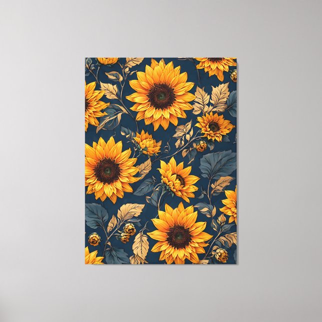 Majestic Sonnenblumen Design Art Leinwanddruck (Vorderseite)