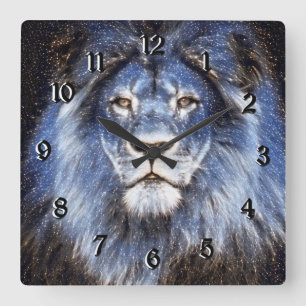 Majestic Sparkle Lion Quadratische Wanduhr