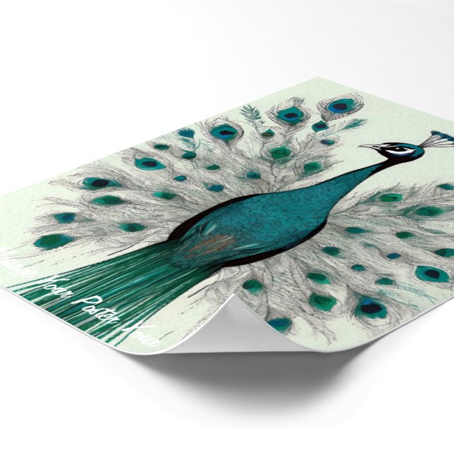 Majestic Splendor: Der Boho-Pfau Poster (Ecke)