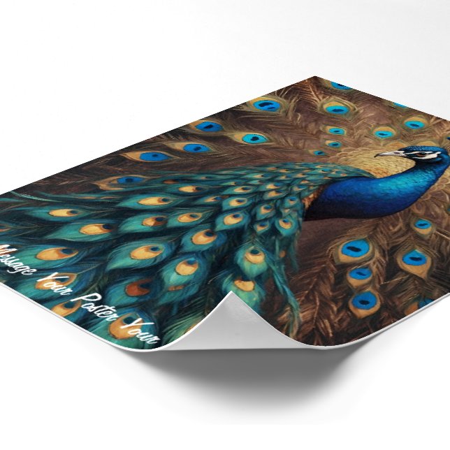 Majestic Splendor: Der Boho-Pfau Poster (Ecke)
