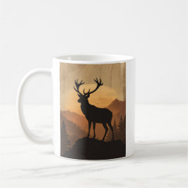 Majestic Stag Deer Silhouette at Sunset Kaffeetasse