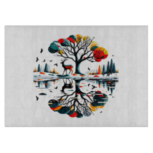 Majestic Stag in Snowy Winter Forest Schneidebrett