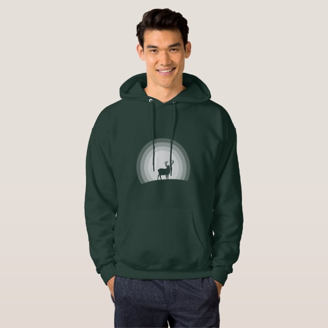 Majestic Stag Silhouette Under Lunar Light Hoodie (Vorne ganz)