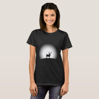 Majestic Stag Silhouette Under Lunar Light T-Shirt