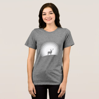 Majestic Stag Silhouette Under Lunar Light Tri-Blend Shirt