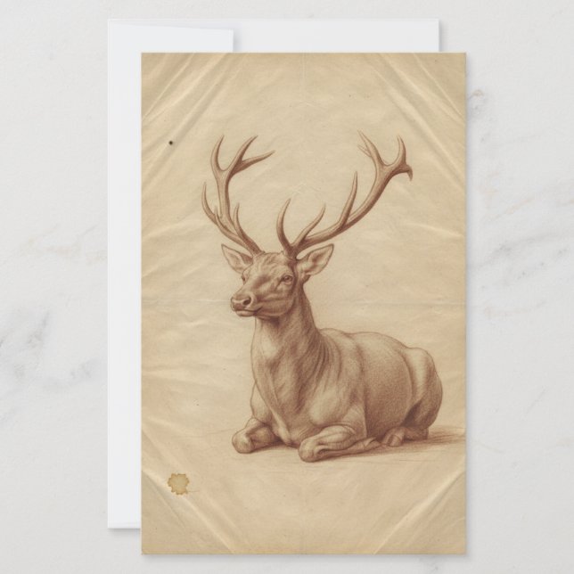 Majestic Stag Wildlife Oil Painting - Elegant Deer (Vorderseite)
