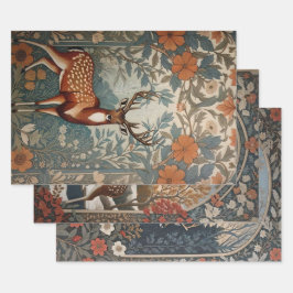 Majestic Stag William Morris Inspirierte floral Geschenkpapier Set