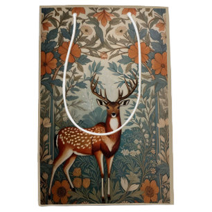 Majestic Stag William Morris Inspirierte floral Mittlere Geschenktüte