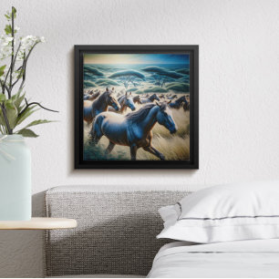 Majestic Stampede auf dem Goldenen Feld Poster