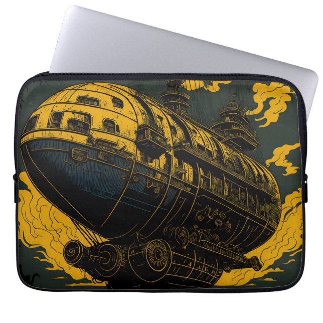 Majestic Steampunk Airship - Retro Elegance Laptopschutzhülle (Vorderseite)