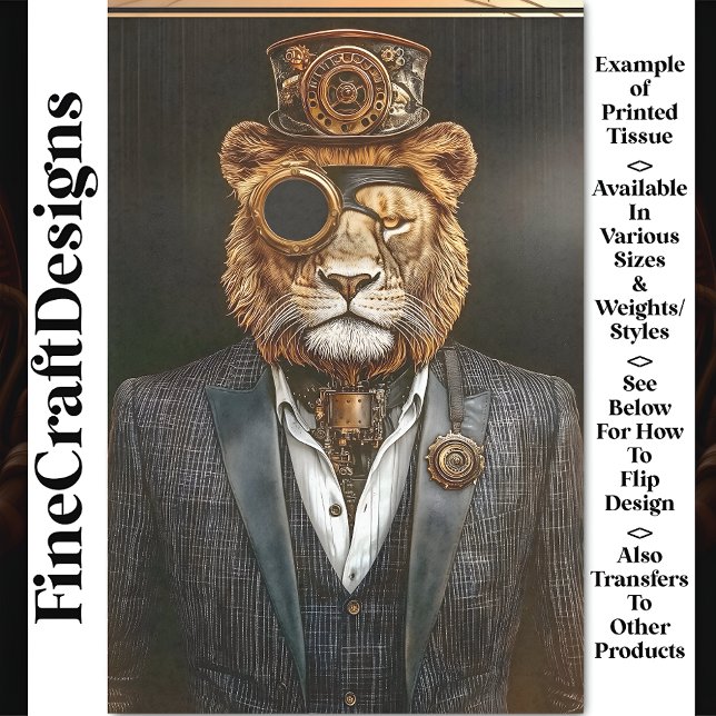 Majestic Steampunk Lion im Anzug AC1 Decoupage Seidenpapier (Von Creator hochgeladen)