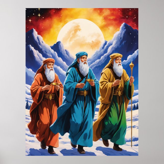 Majestic Three Wise Men Journey Weihnachten Poster (Vorne)