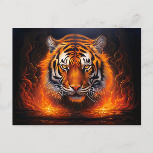 Majestic Tiger Chinese Zodiac Artibrush Postkarte (Vorderseite)