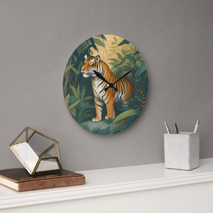 Majestic Tiger im Dschungel Große Wanduhr