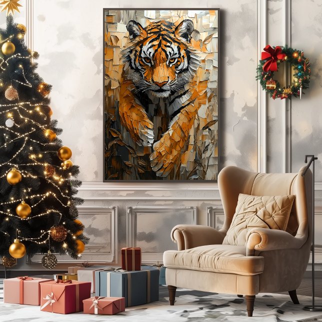 Majestic Tiger in Dynamic Impasto Motion Leinwanddruck (Von Creator hochgeladen)