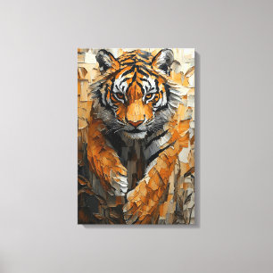 Majestic Tiger in Dynamic Impasto Motion Leinwanddruck