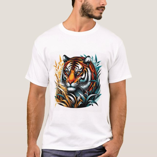 Majestic Tiger in lebendigem Dschungel T-Shirt (Vorderseite)